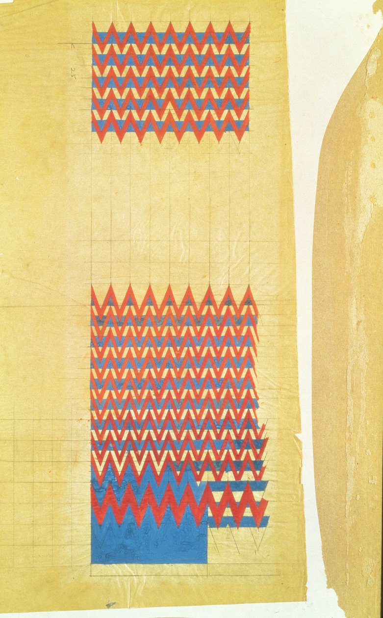 Design de tecido, 1916 (lápis e bodycolour em papel vegetal oleado) de Charles Rennie Mackintosh