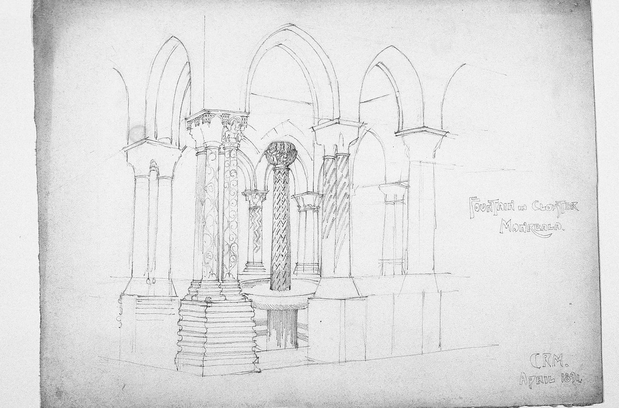 Fonte no claustro, Monreale, 1891 de Charles Rennie Mackintosh