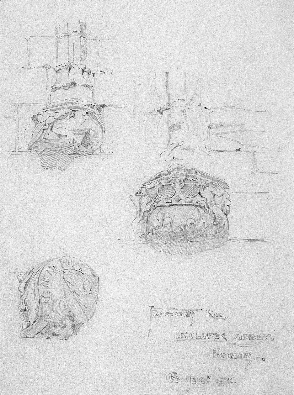 Fragmentos da Abadia de Lincluden, Dumfries, 1892 de Charles Rennie Mackintosh