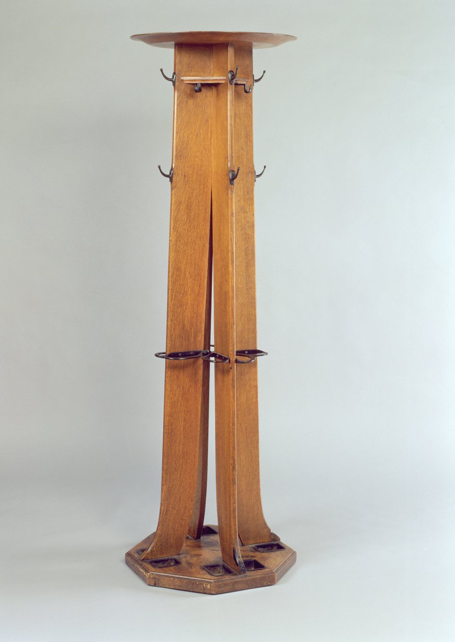 Chapéu, casaco e guarda-chuva representam os Salões de Chá Argyle Street, 1897 (madeira de carvalho) de Charles Rennie Mackintosh