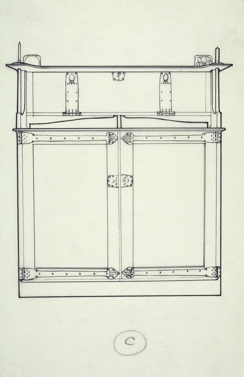 Desenho de linha da mobília (um armário), c.1910 (tinta no papel) de Charles Rennie Mackintosh