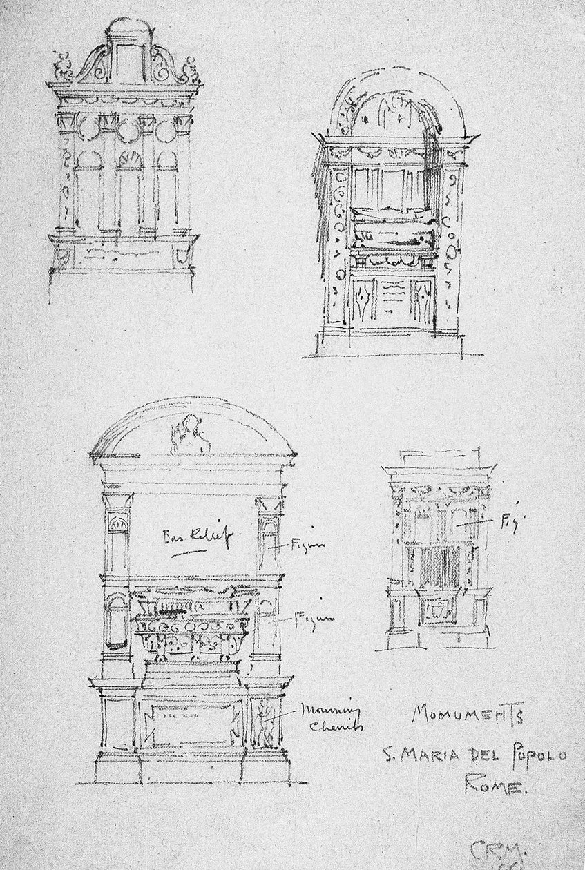 Monumentos, S. Maria del Popolo, Roma, 1891 de Charles Rennie Mackintosh