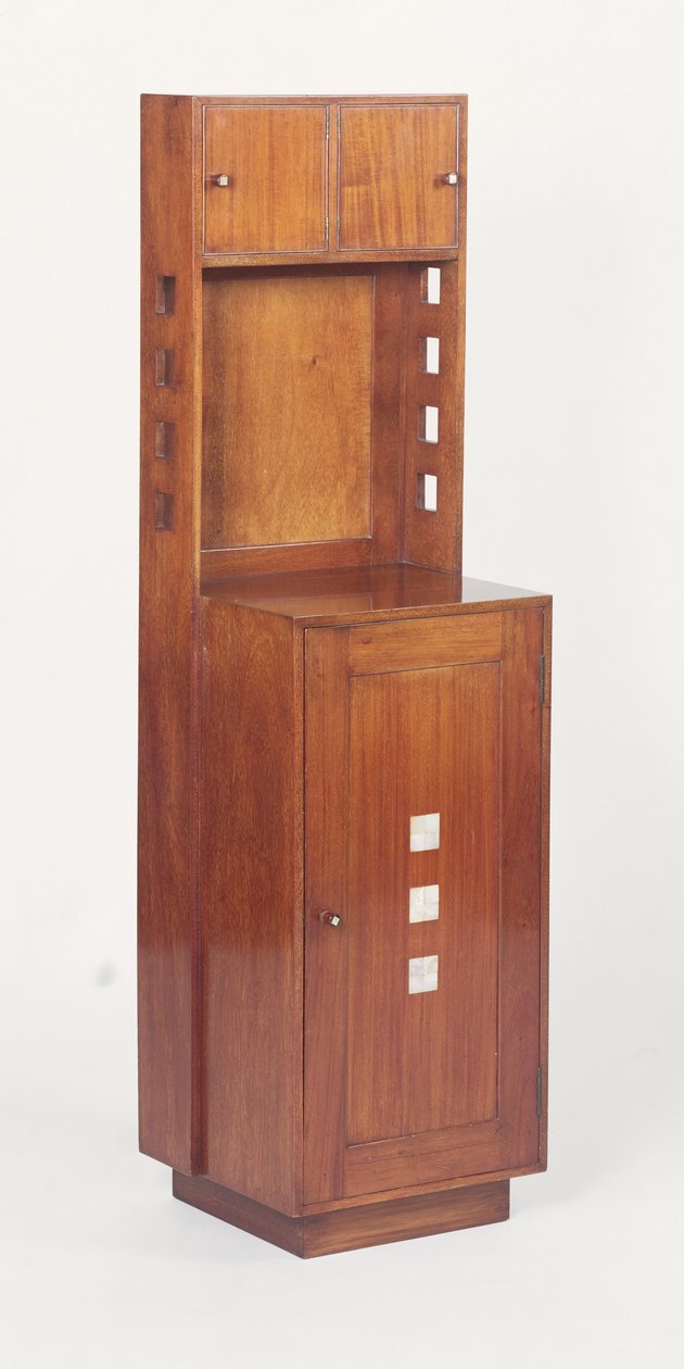 Armário de cabeceira embutido em madrepérola, 1917 (mogno) de Charles Rennie Mackintosh