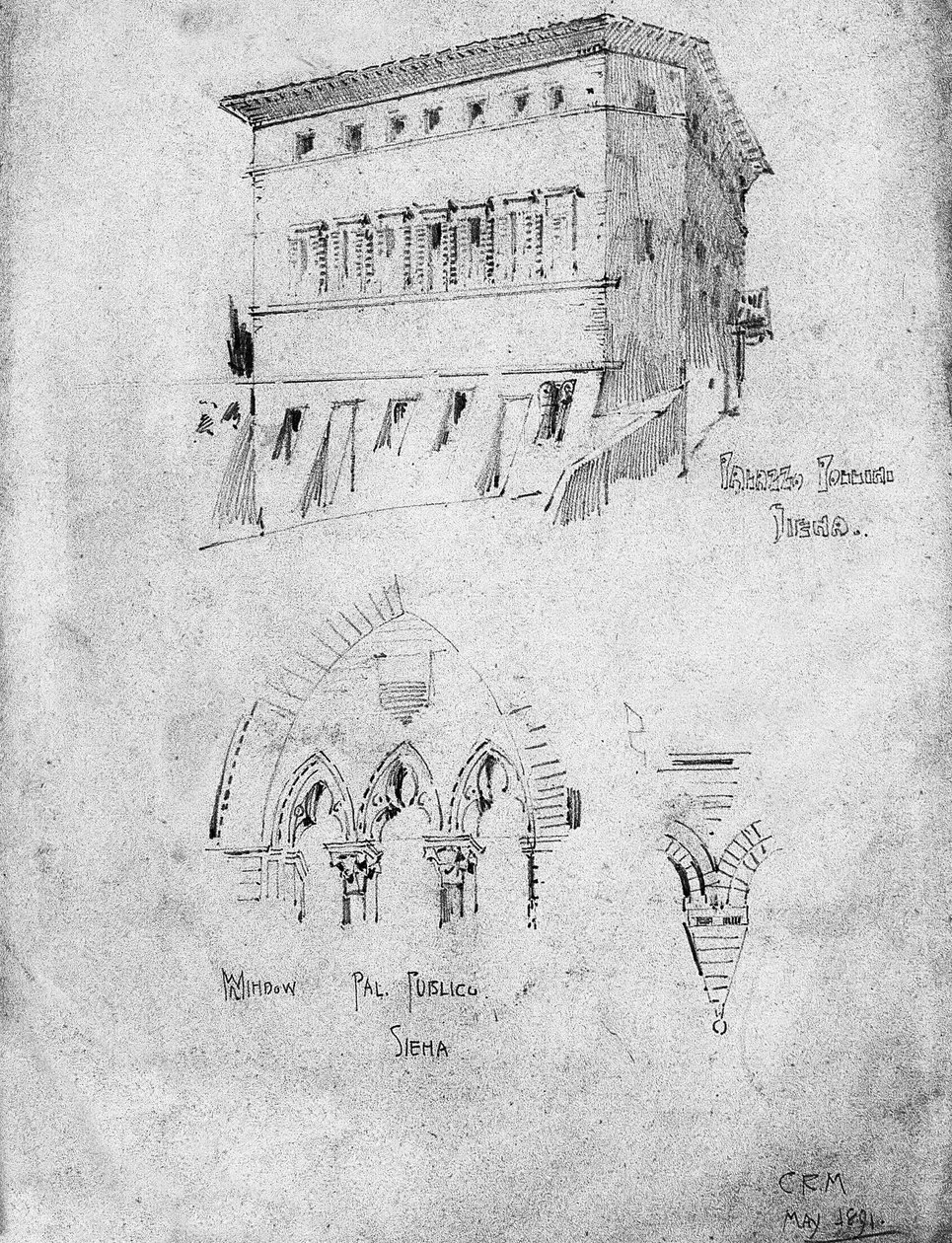 Palazzo Pollini e janela no Palazzo Pubblico, Siena, 1891 de Charles Rennie Mackintosh