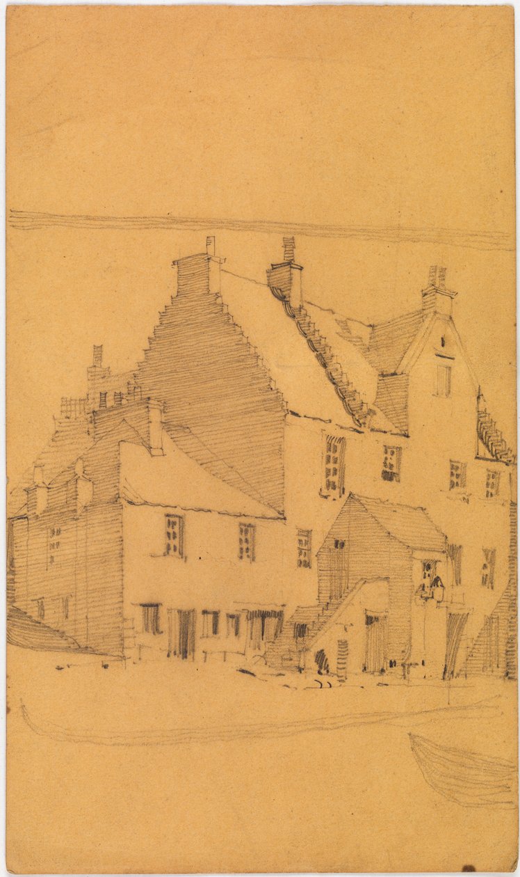 Esboço a lápis de edifícios antigos, provavelmente em Glasgow (lápis, papel) de Charles Rennie Mackintosh