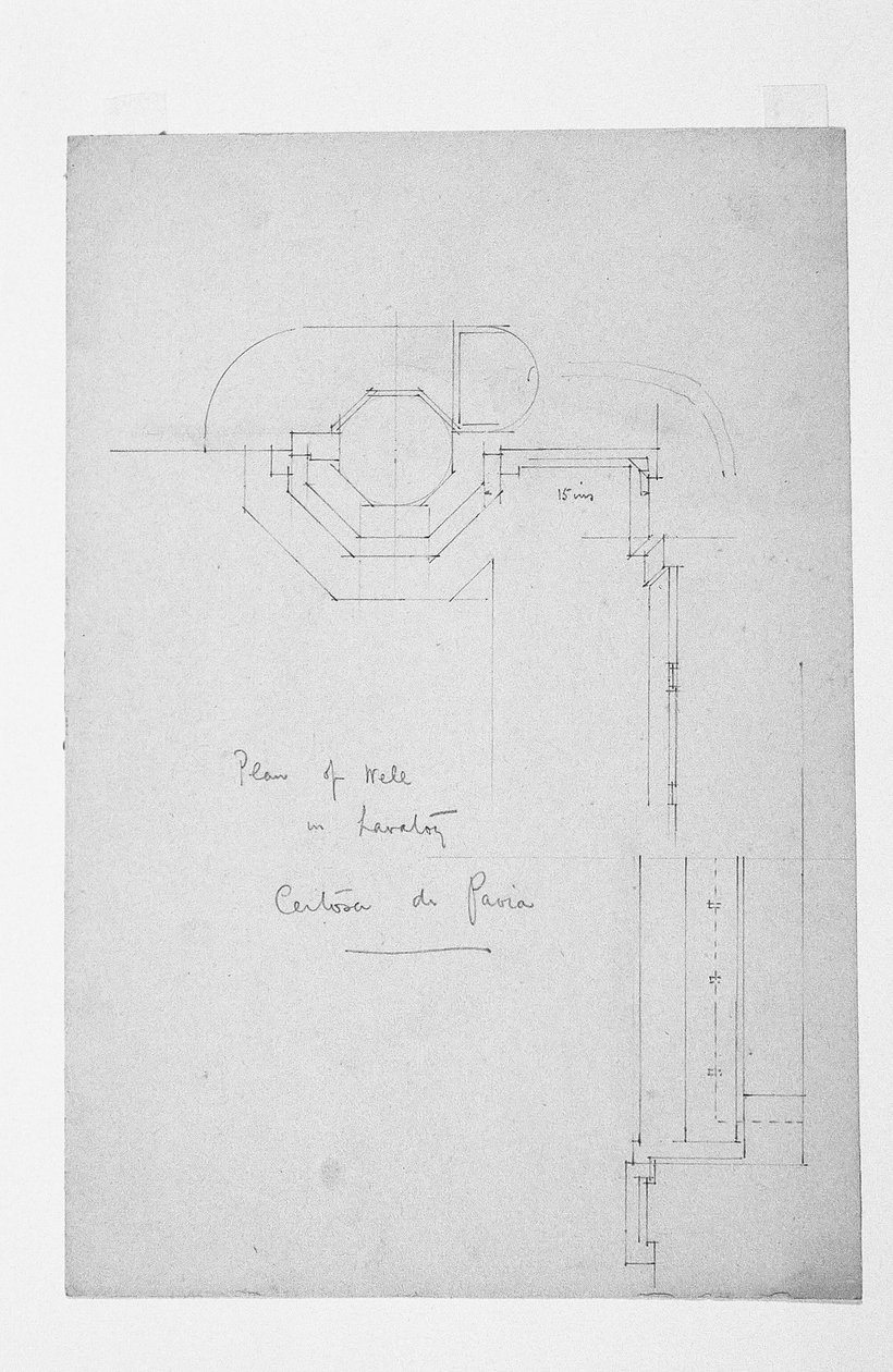 Plano de Poço no Lavatório, Certosa de Pavia, 1891 de Charles Rennie Mackintosh