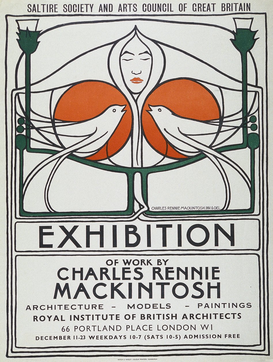 Poster: The Scottish Musical Review, reprodução de 1953 após 1896 original (litografia a cores) de Charles Rennie Mackintosh
