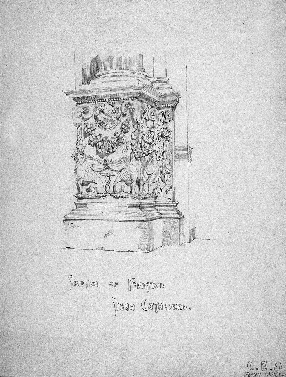 Esboço de Pedestal, Catedral de Siena, 1891 de Charles Rennie Mackintosh