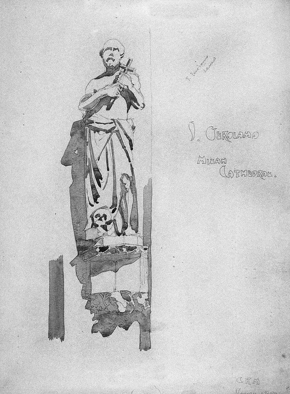 St. Gerome, 1891 (lápis e aquarela sobre papel) de Charles Rennie Mackintosh