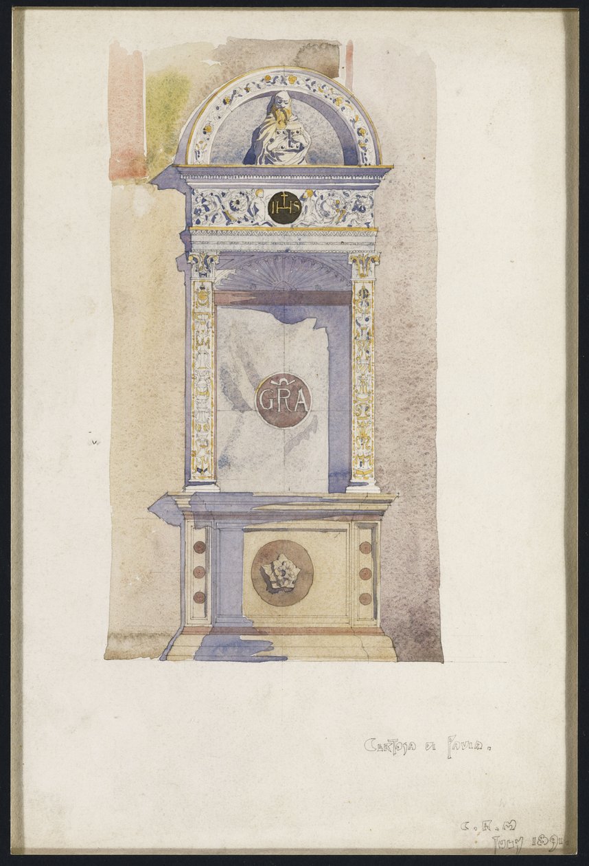 Estudo de um altar jesuíta, Certosa di Pavia, 1891 de Charles Rennie Mackintosh