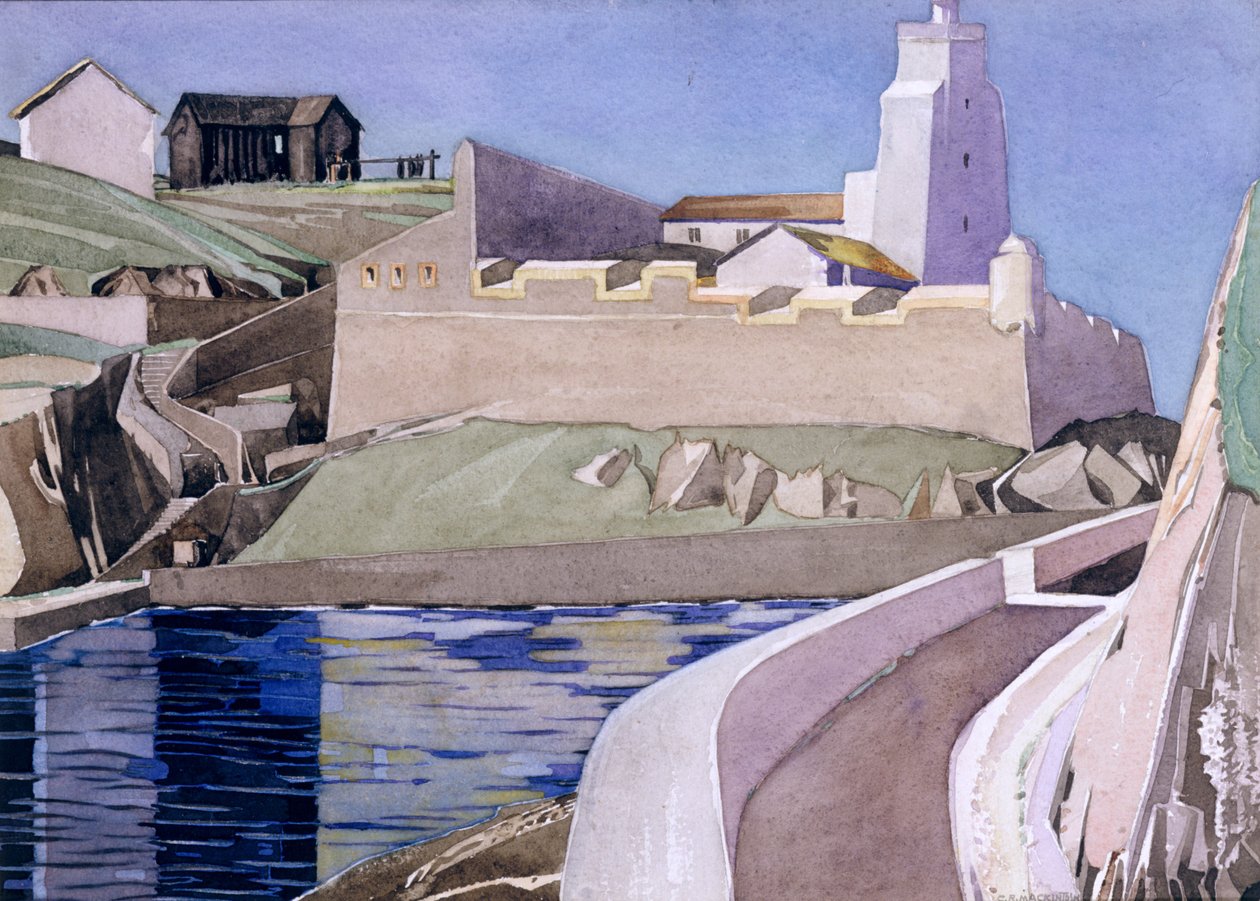 O farol, 1927 (wc sobre lápis no papel) de Charles Rennie Mackintosh