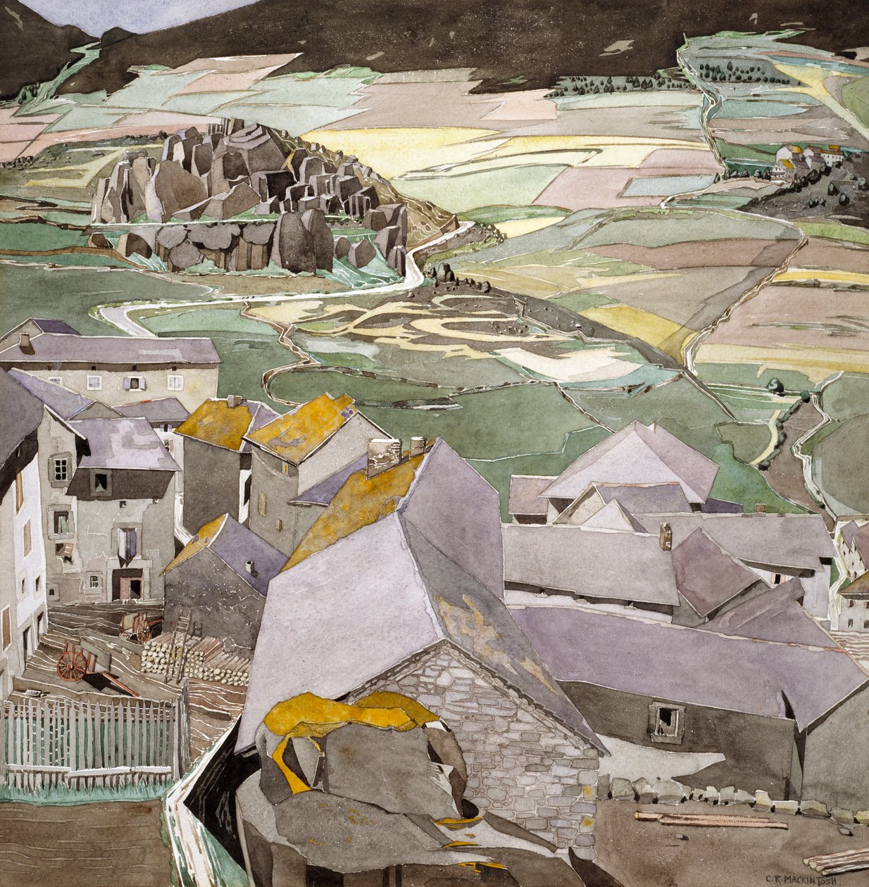 A aldeia de La Lagonne (aguarela sobre papel) de Charles Rennie Mackintosh