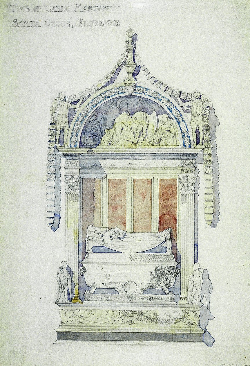 Túmulo de Carlo Marsuppini, Santa Croce, Florença, 1891 (aguarela sobre papel) de Charles Rennie Mackintosh