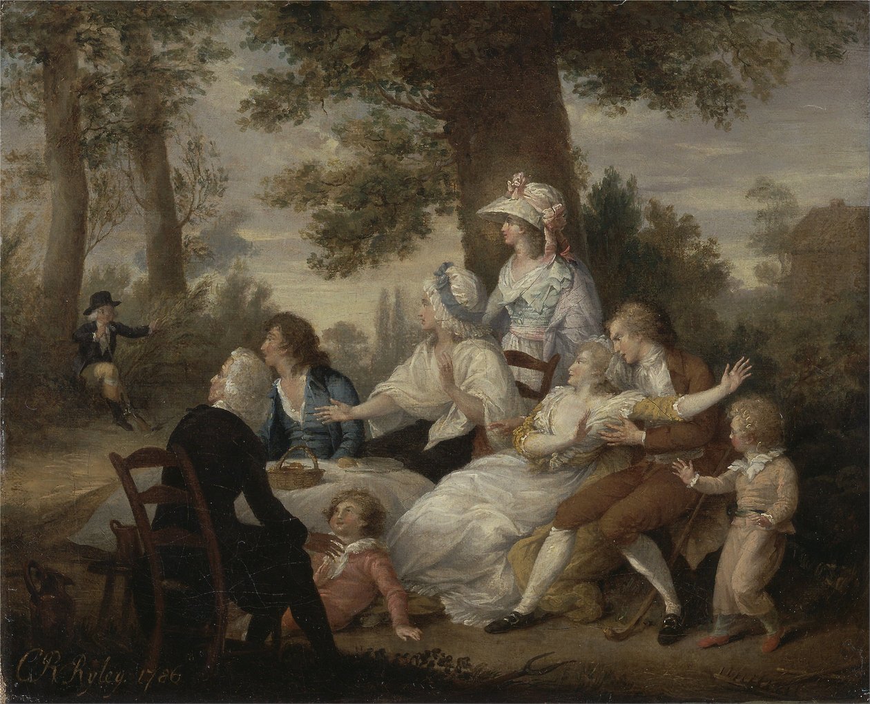 “O Vigário de Wakefield”, vol. Eu, cap. VIII: Dining in the Hayfields &39;(Surpreendido pelo Capelão do Sr. Thornhill) de Charles Reuben Ryley