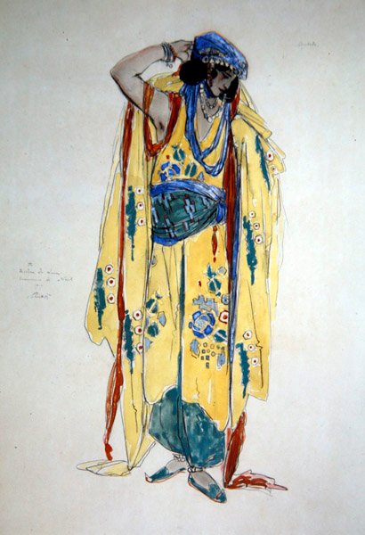 Desenho de figurino para Oulade, c.1920 (aquarela, guache e lápis sobre papel) de Charles Ricketts