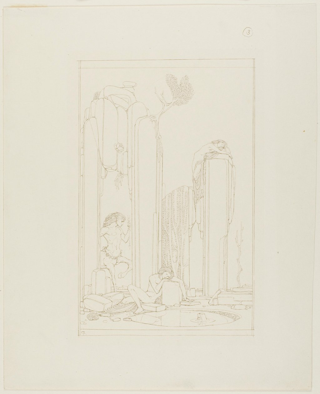 Narciso junto à piscina; ilustração para "O Discípulo" de Oscar Wilde de Charles Ricketts