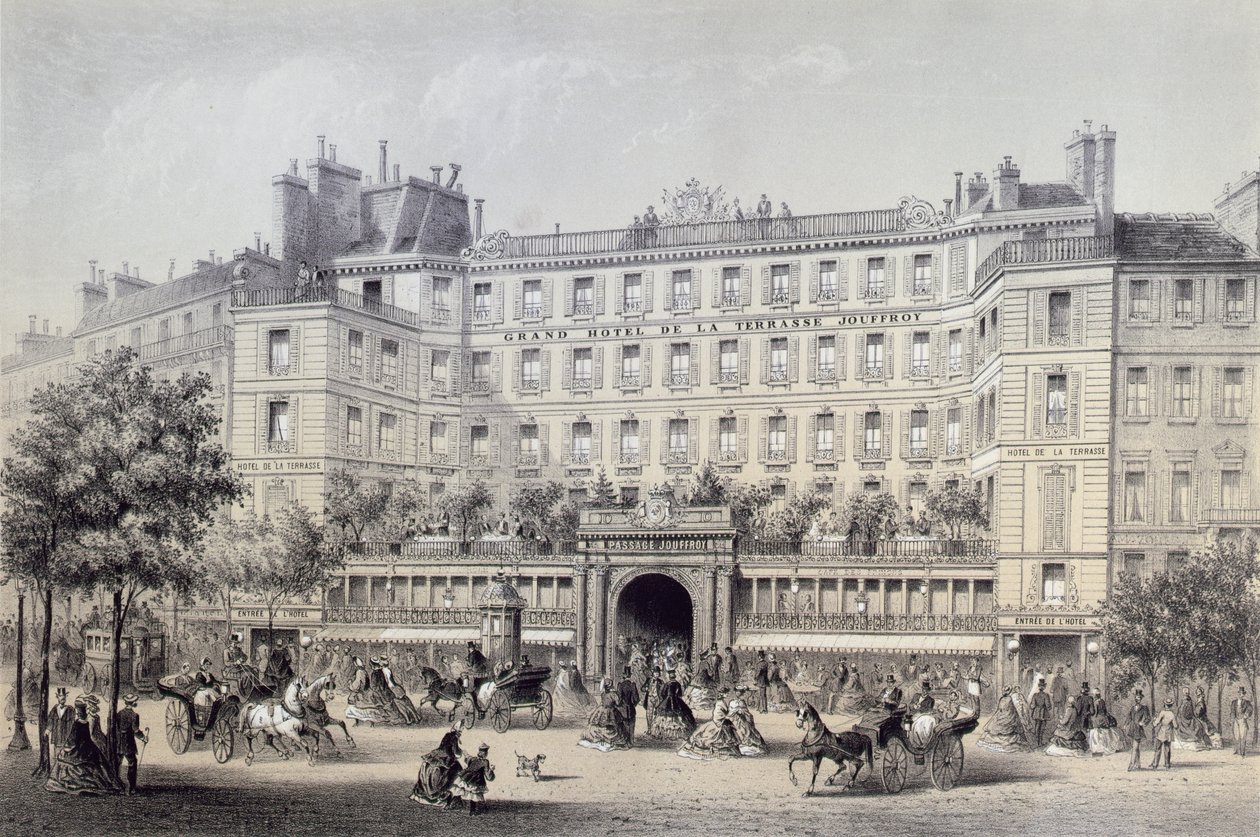 Boulevard Montmartre, Jouffroy Passage e Grand Hotel de la Terrasse Jouffroy, 1865 de Charles Riviere
