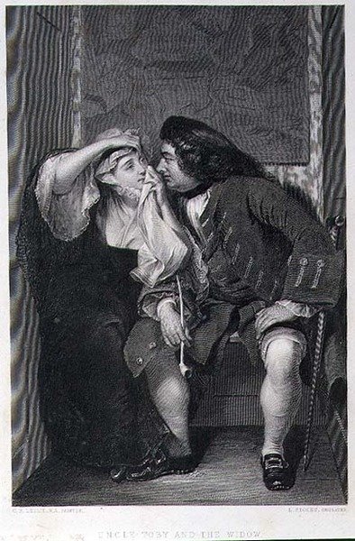 Uncle Toby and the Widow, gravado por Lumb Stocks (1812-92) (gravura) de Charles Robert (after) Leslie