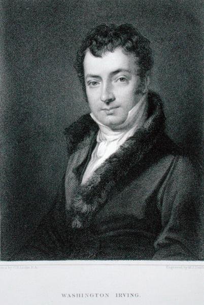 Washington Irving (1783-1859), gravada por Moseley Isaac Danforth (d.1862) (gravura) de Charles Robert (after) Leslie