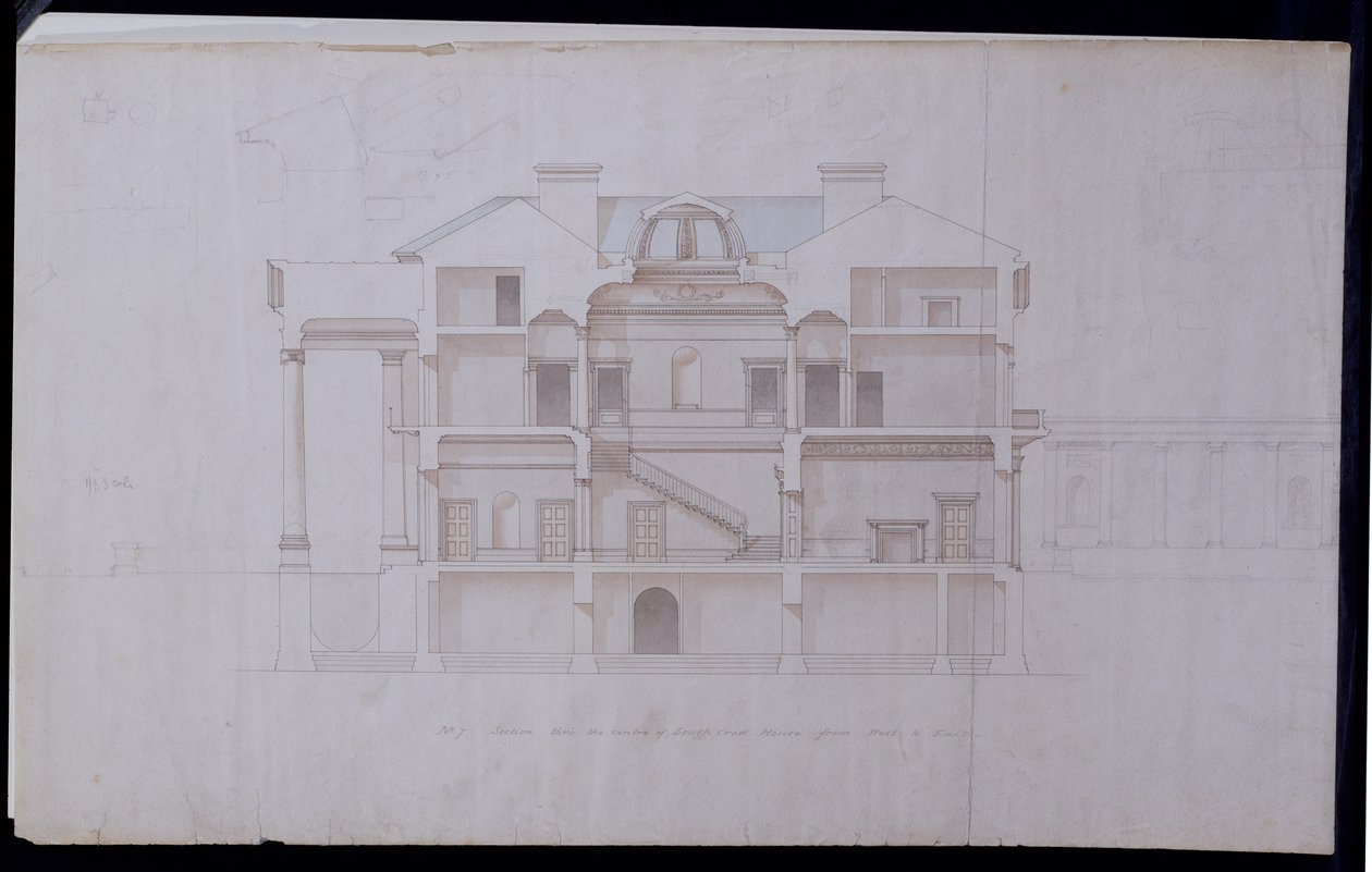 Designs para Lough Crew House, Condado de Meath, Irlanda, c.1825 (caneta e tinta sobre papel) de Charles Robert Cockerell