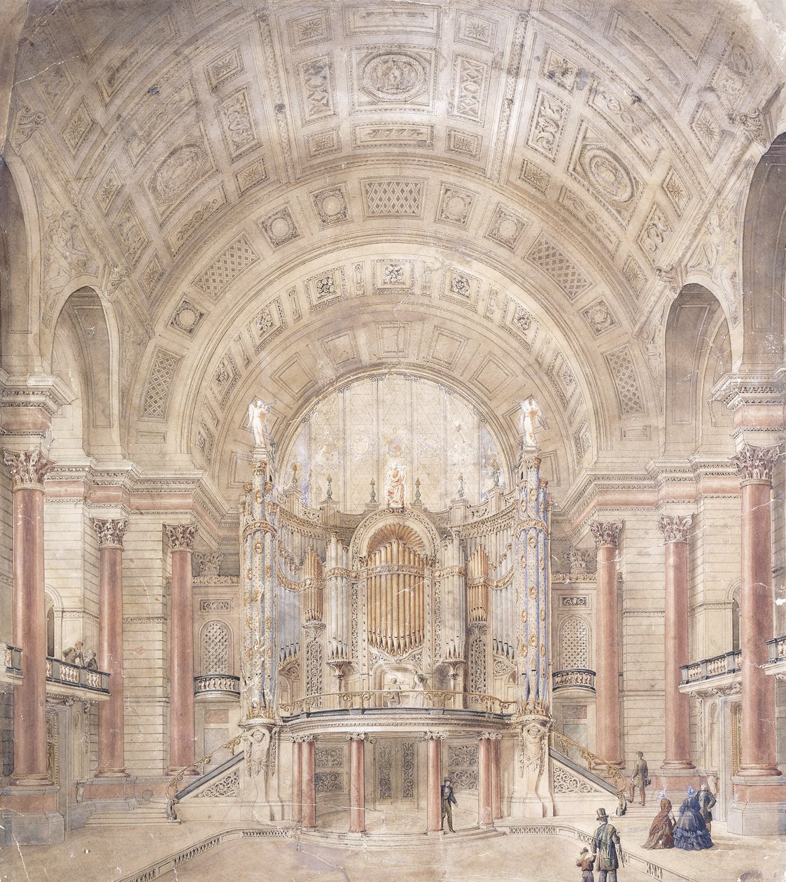 O Interior do Grande Salão, Salão de São Jorge, Liverpool, de Charles Robert Cockerell