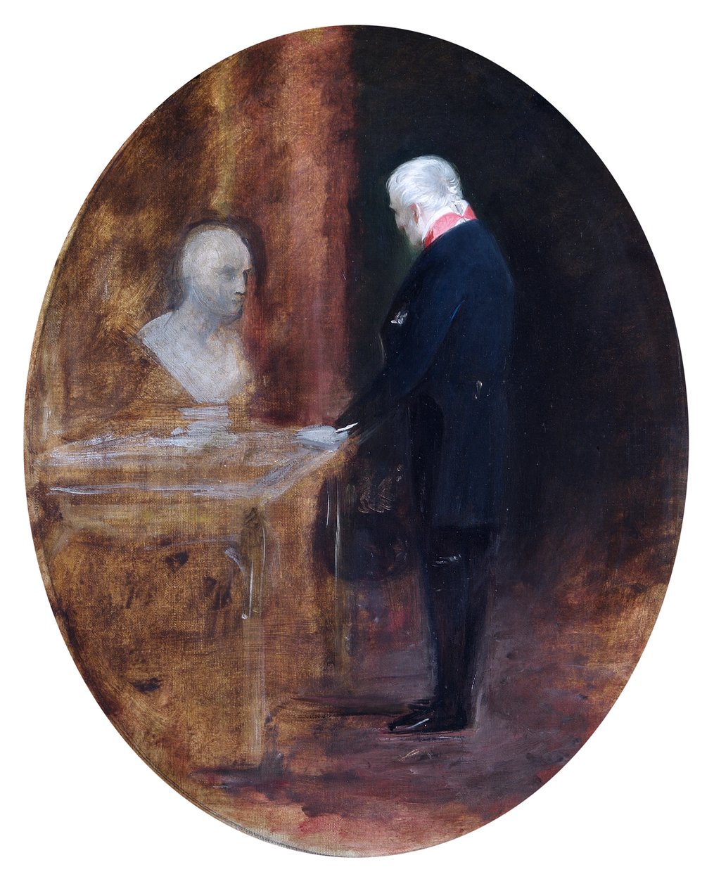 O Duque de Wellington Olhando para um Busto de Napoleão (óleo sobre tela) de Charles Robert Leslie