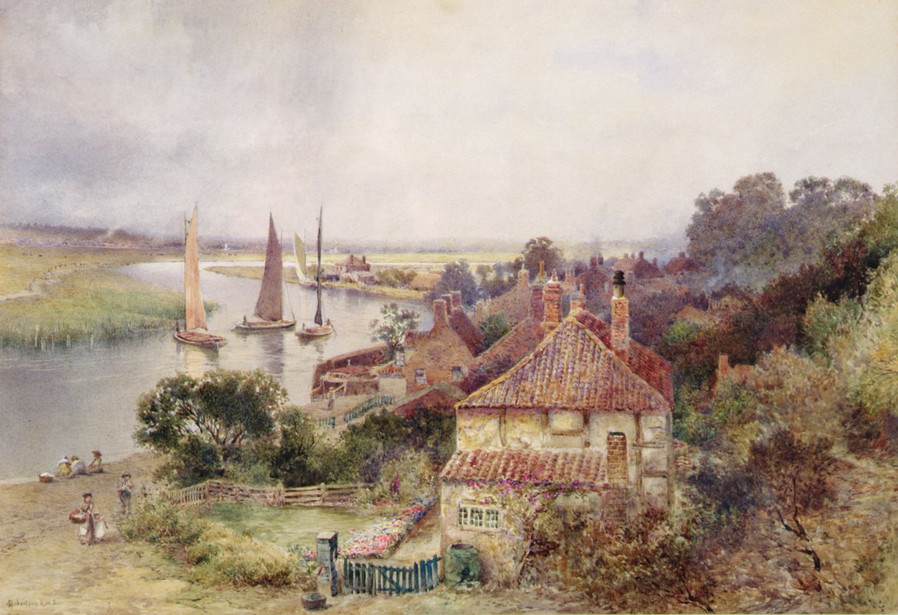 No Rio Yare, c.1880 (aguarela sobre papel) de Charles Robertson