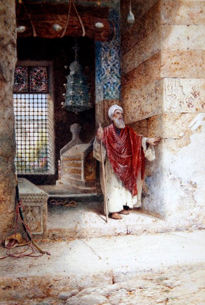 A Entrada da Mesquita, c.1870 (aguarela sobre papel) de Charles Robertson