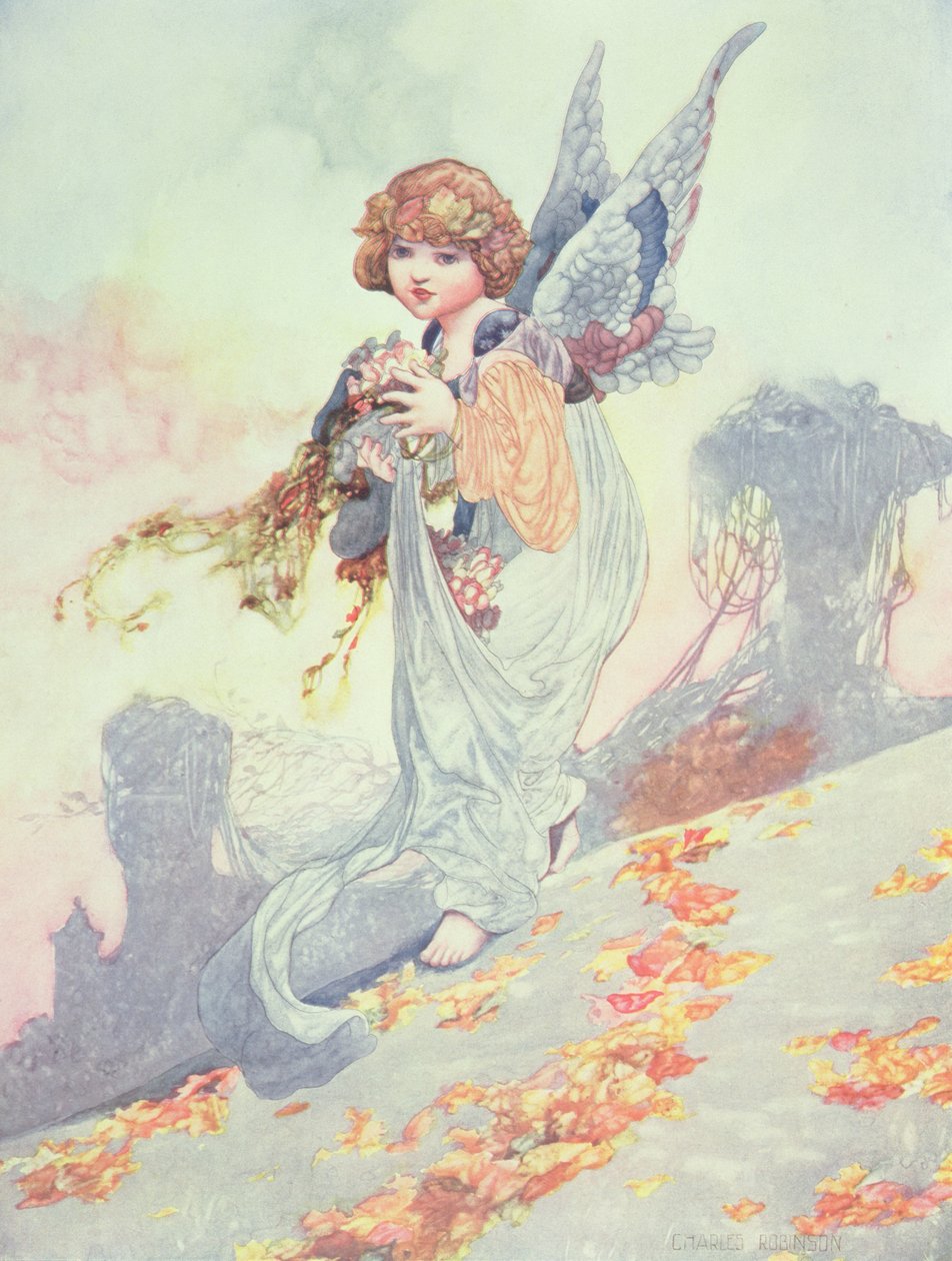 Folhas de outono de espalhamento de anjo de Charles Robinson