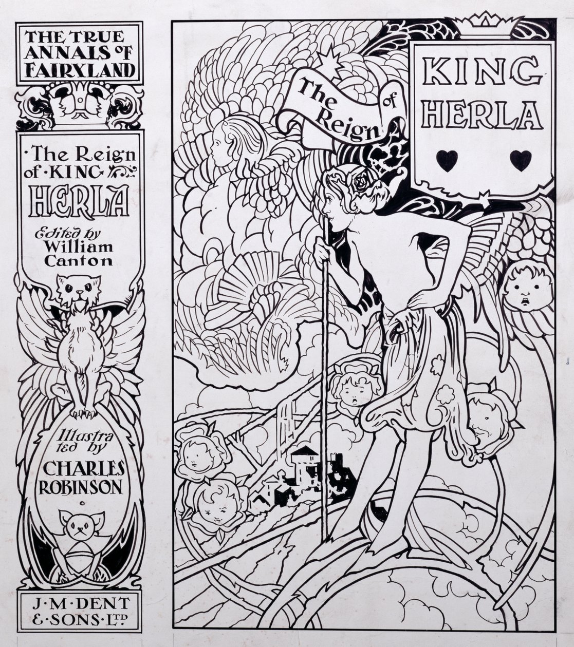 Ilustração de capa para os verdadeiros anais de Fairyland, o reinado do rei Herla, editado por William Canton, publicado em 1900 de Charles Robinson