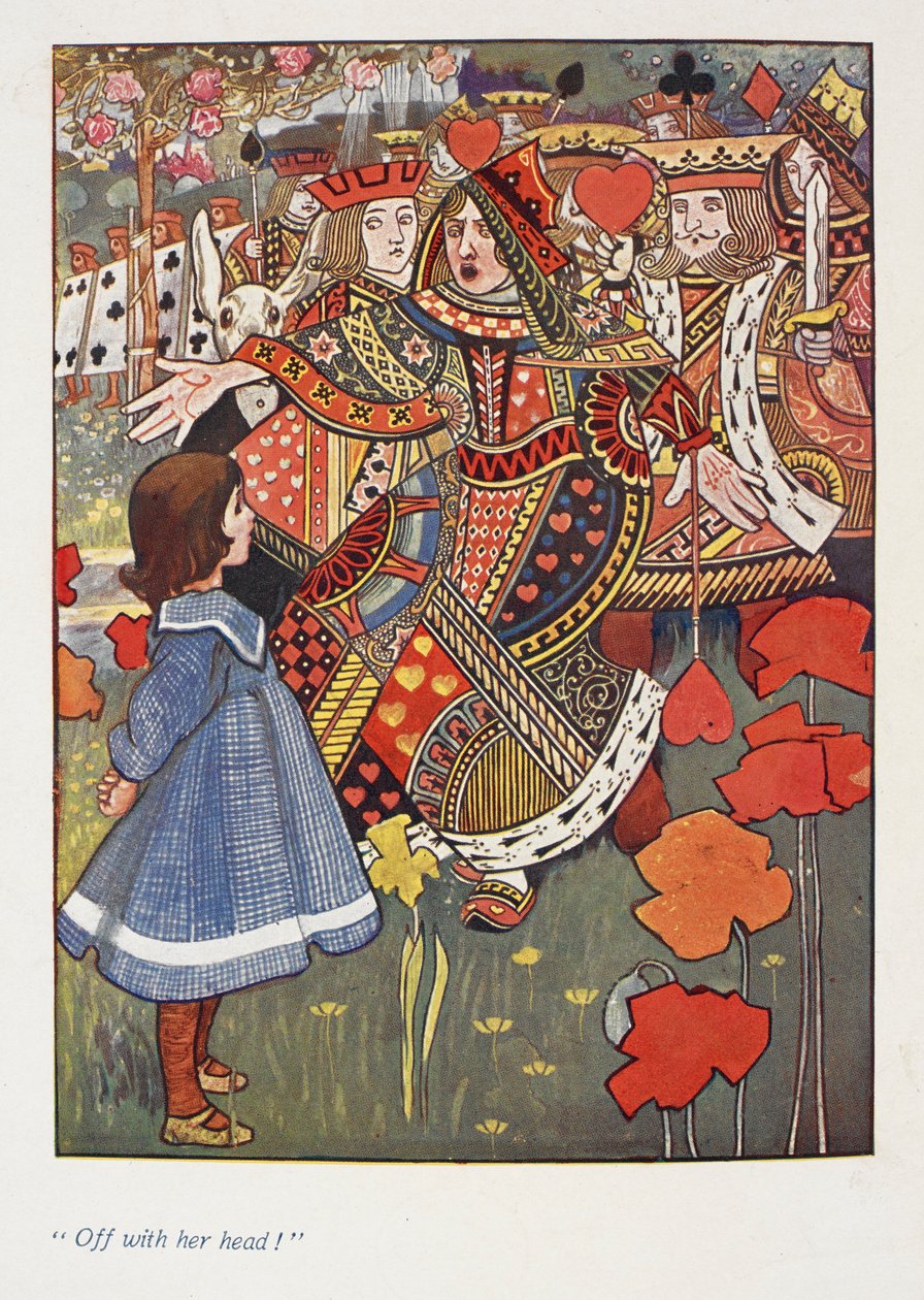"Fora com a cabeça dela."
Alice com a rainha vermelha. de Charles Robinson