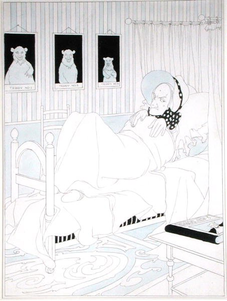 Então ela se encobriu", ilustração de "Os Três Ursos" no "The Big Book of Fairy Tales", editado por Walter Jerrod, publicado em 1911 (caneta e tinta com aquarela em papel) de Charles Robinson