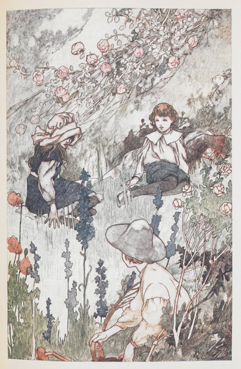 As crianças no jardim secreto: Mary Lennox, Colin Craven e Dickon Sowerby. de Charles Robinson