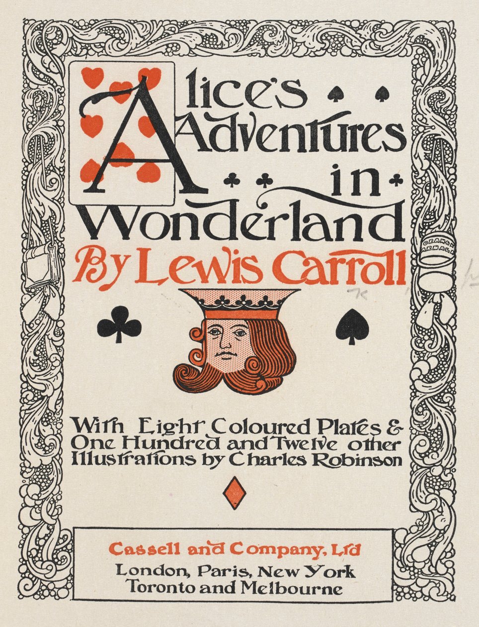 Página de título de As Aventuras de Alice no País das Maravilhas de Charles Robinson