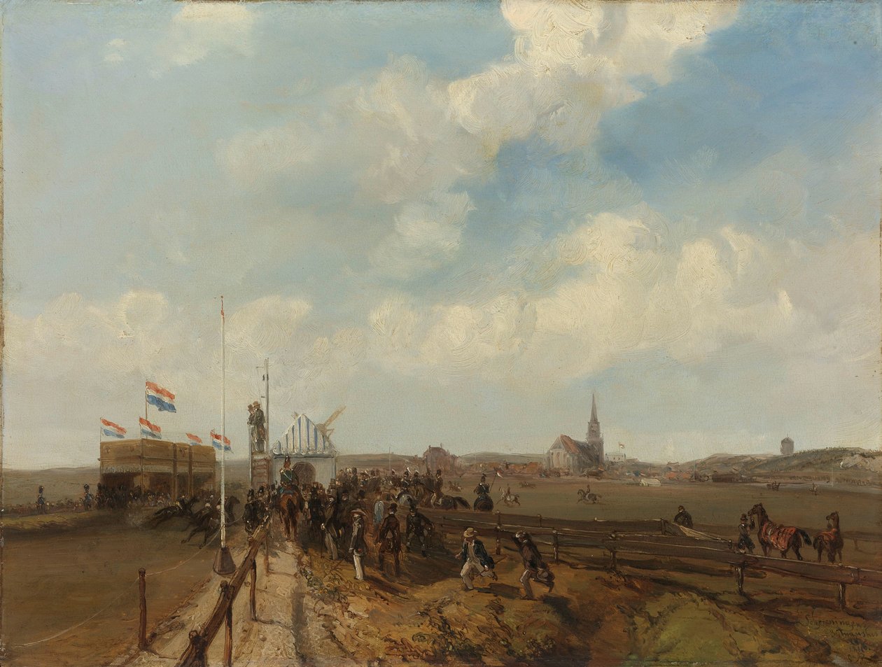 Hipódromo de Scheveningen, inaugurado em 3 de agosto de 1846 de Charles Rochussen (signed by artist)