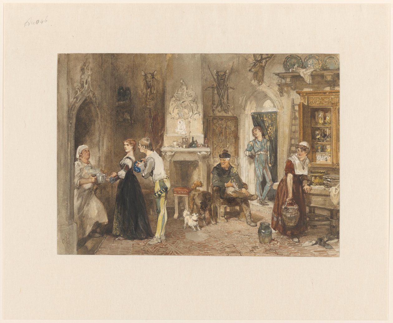 Servidores de um castelo unidos numa antecâmara de Charles Rochussen
