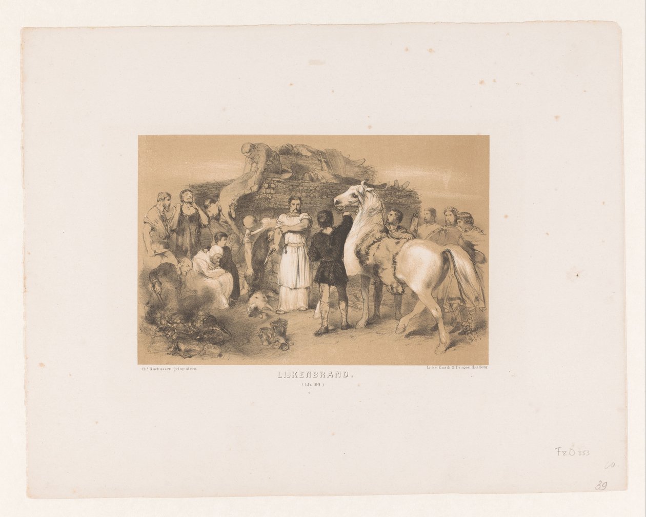 Cremação de guerreiros mortos Corpse Burn (título no objeto) de Charles Rochussen
