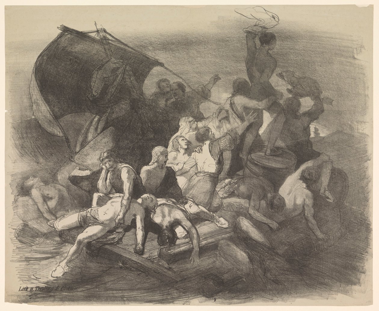 O naufrágio da Medusa. Cena do drama desse nome de Charles Rochussen