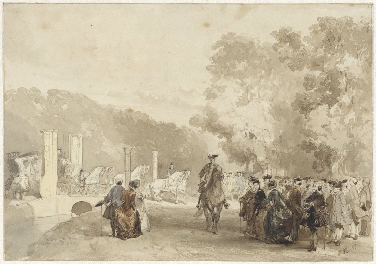 A carruagem do Príncipe a partir da entrada de Huis ten Bosch de Charles Rochussen