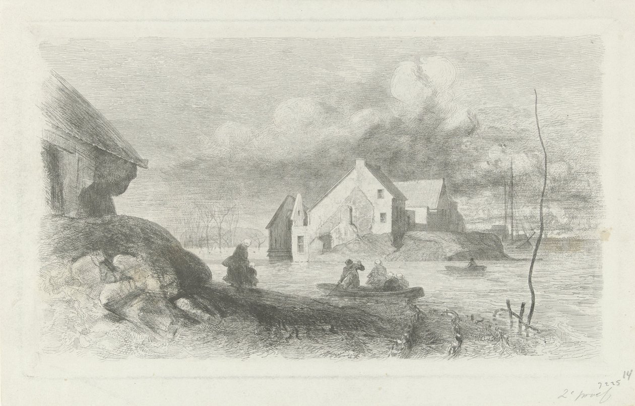 Inundação em Lith Desastre de inundação 1855 (título da série) de Charles Rochussen