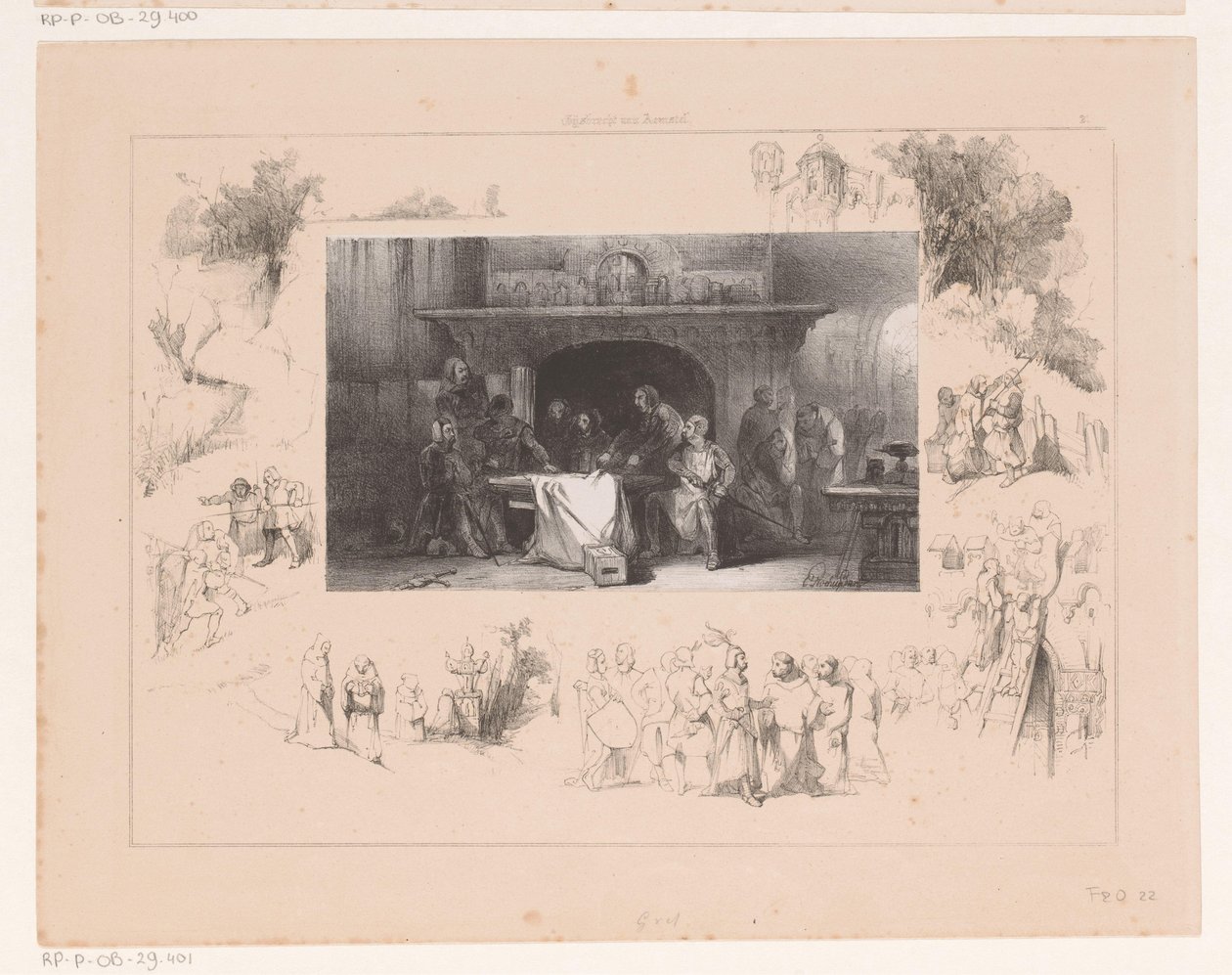 Cavaleiros em torno de uma mesa de Charles Rochussen