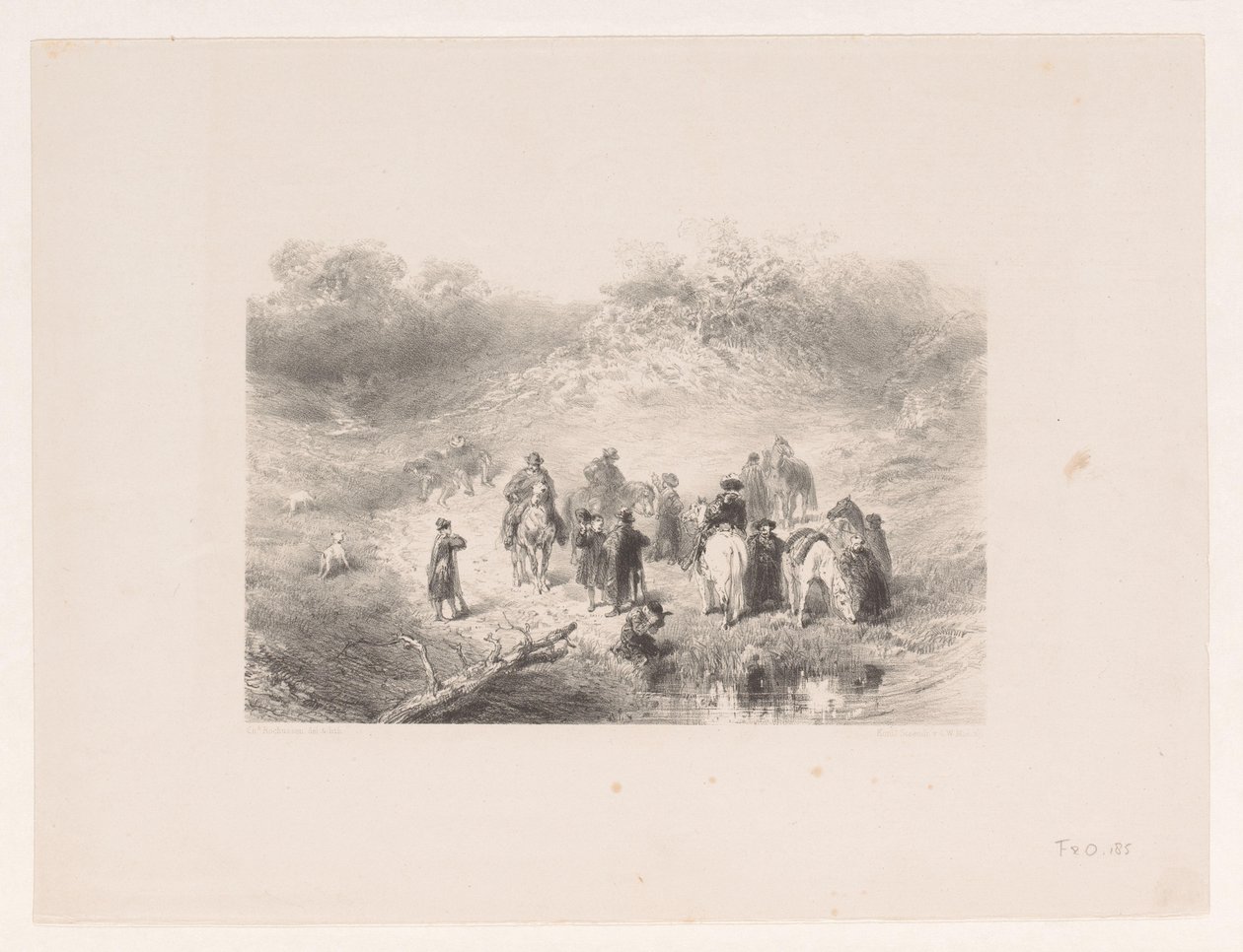 Cavaleiros na paisagem de dunas de Charles Rochussen