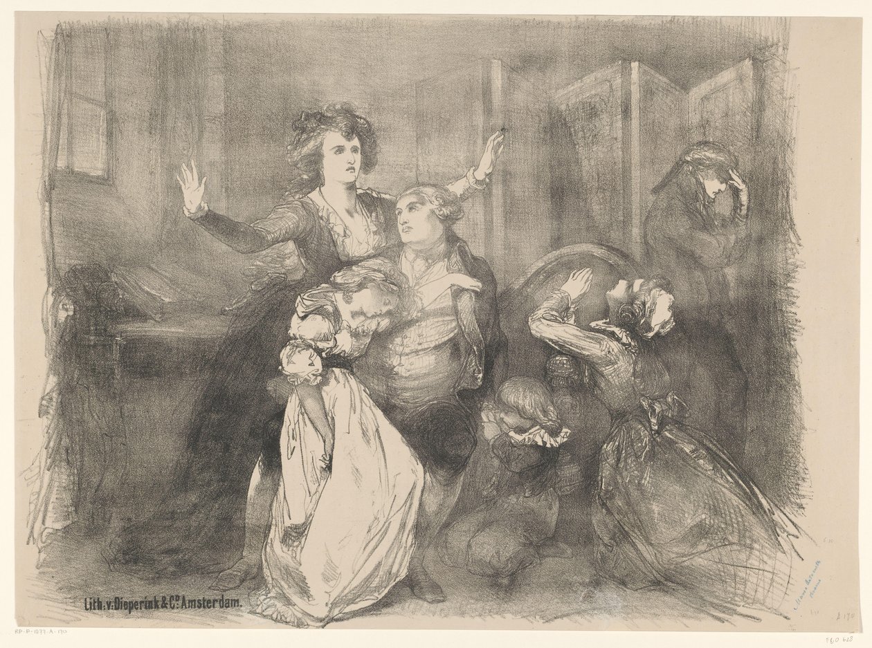 Cena do drama de palco Maria Antonieta
Anúncios de ballets e peças de teatro no Teatro da Cidade de Amesterdão (título da série) de Charles Rochussen
