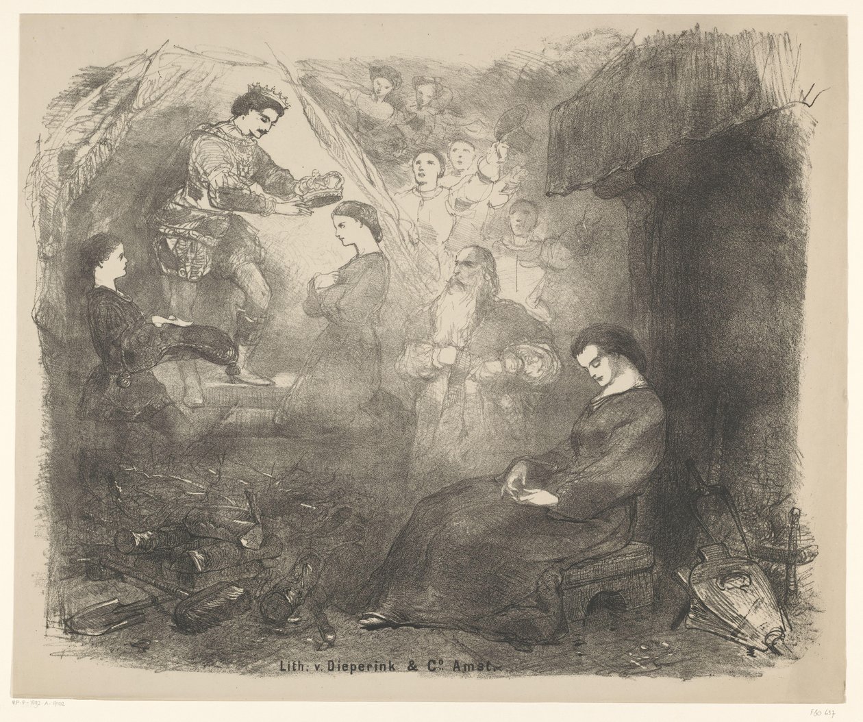 Cena da peça Cinderela
Anúncios de ballets e peças de teatro no Teatro da Cidade de Amesterdão (título da série) de Charles Rochussen