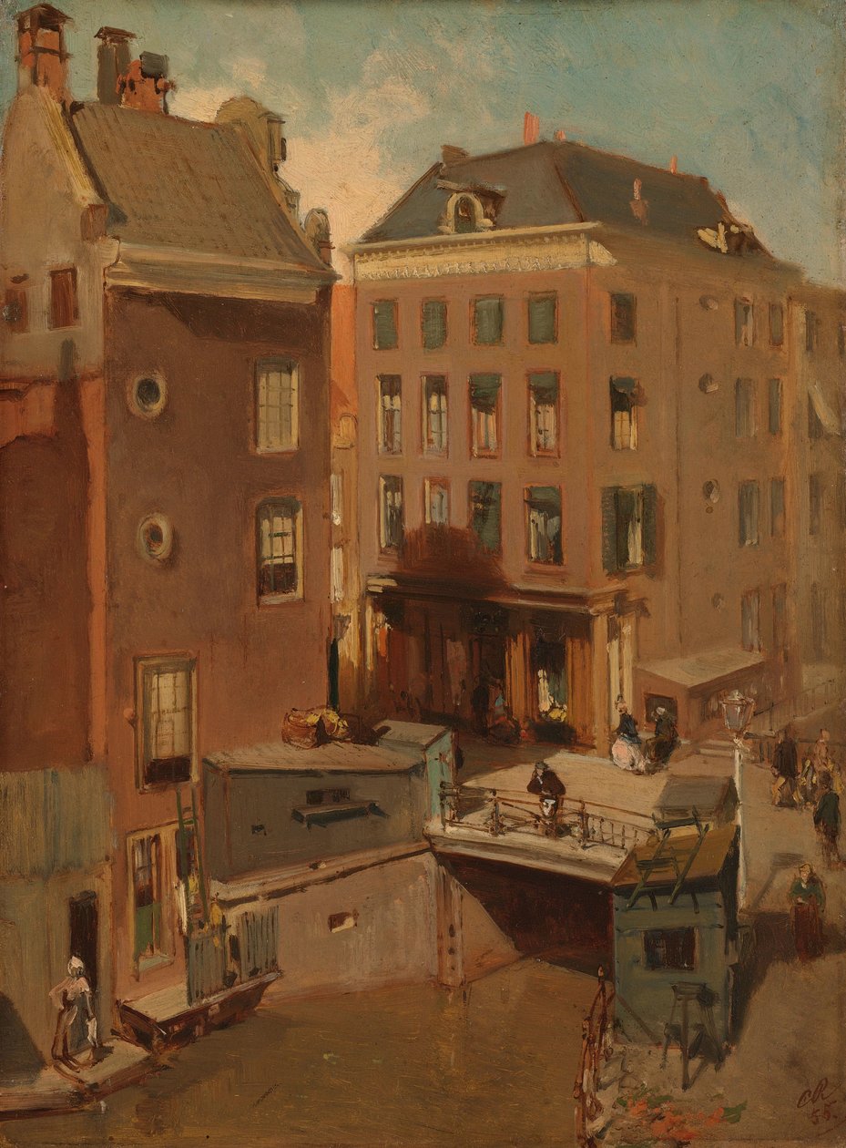 O Osjessluis perto de Kalverstraat em Amesterdão de Charles Rochussen