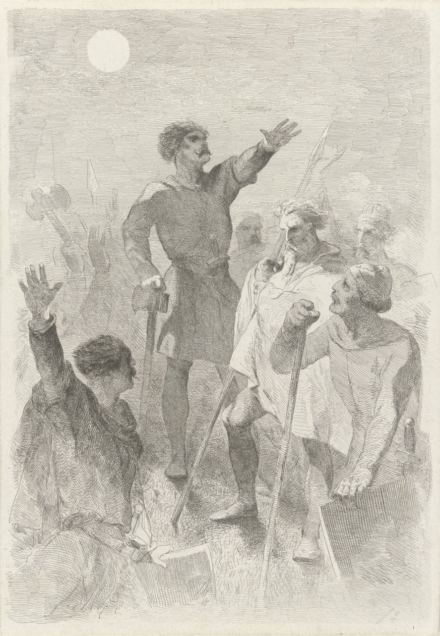 Wilfried cercado por seus guerreiros de Charles Rochussen