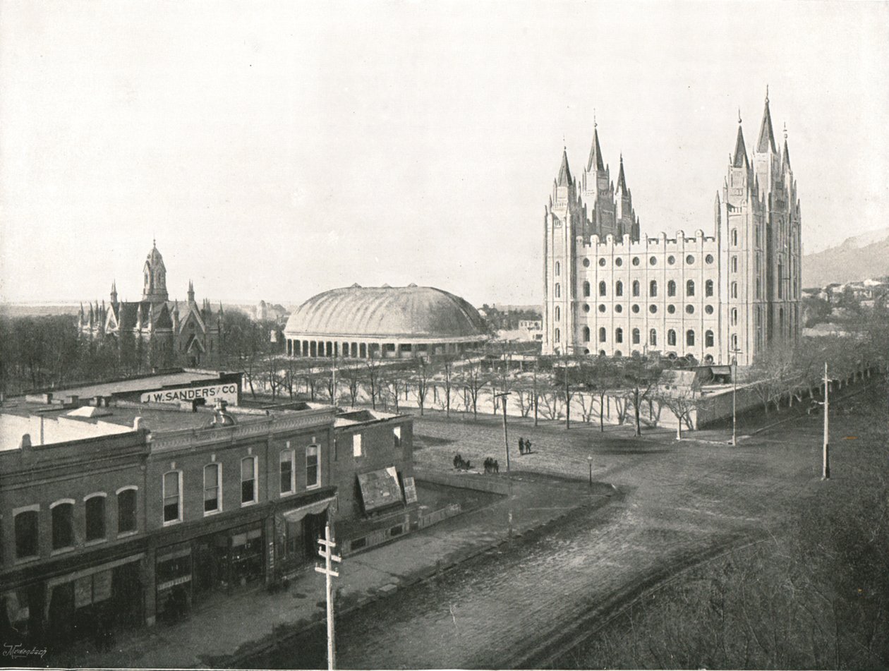 Salão da Assembléia, Tabernáculo e Templo Mórmon, Salt Lake City, EUA, 1895. de Charles Roscoe Savage