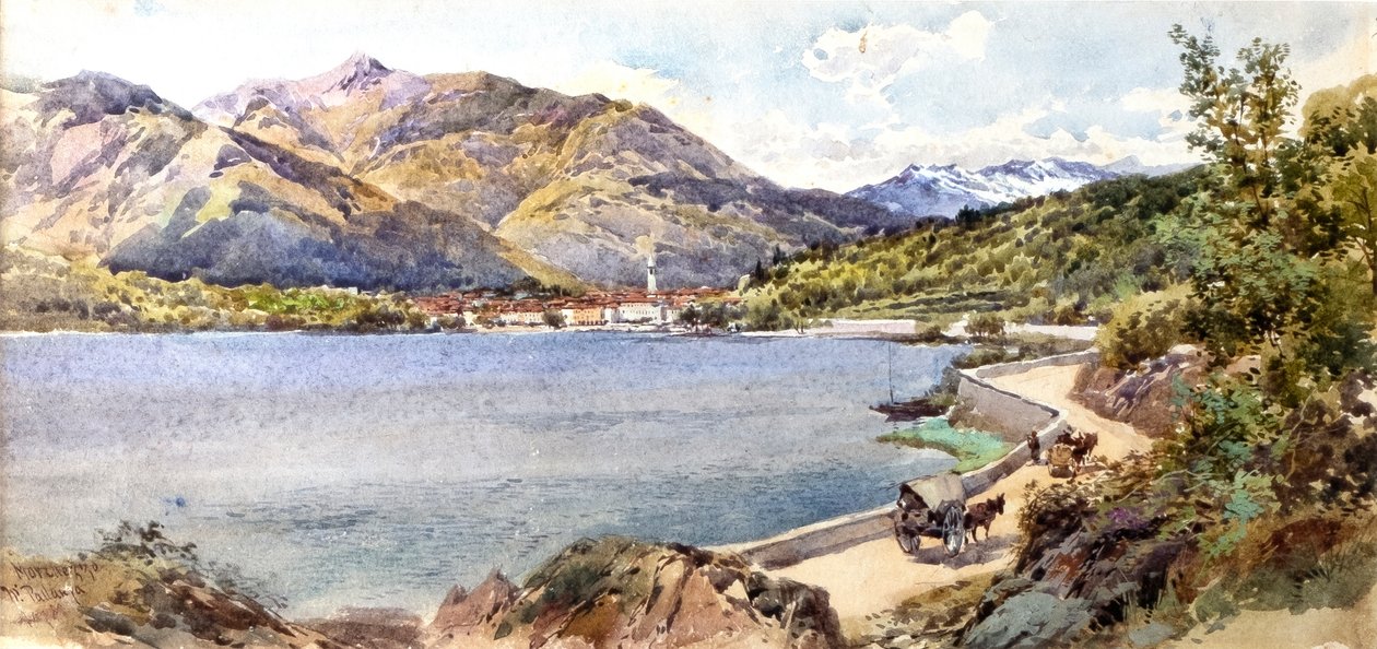 Lago Mergozzo Lago Maggiore perto de Pallanza (aguarela) de Charles Rowbotham