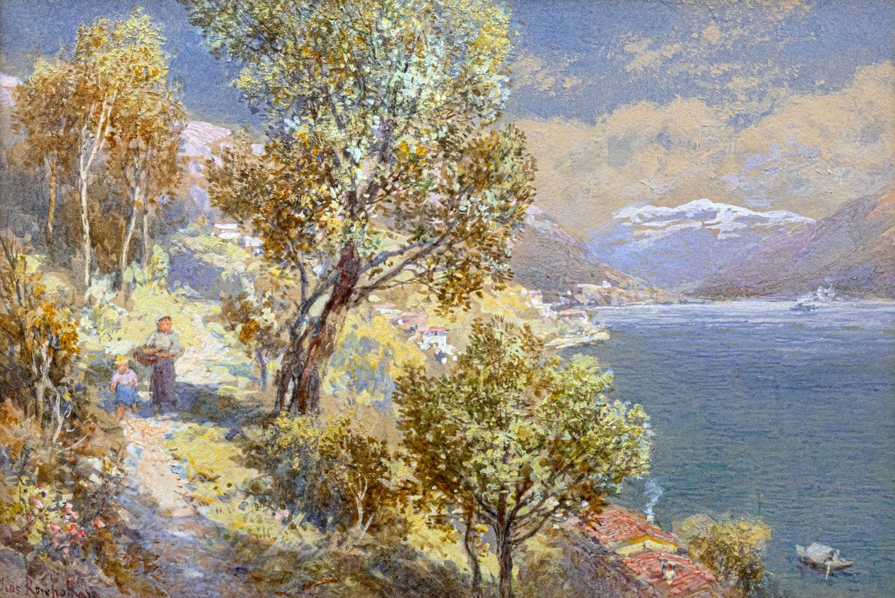 Lago de Lugano (aguarela) de Charles Rowbotham