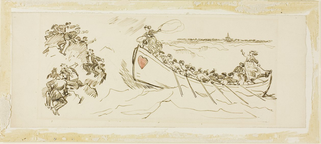 Barco salva-vidas cheio de mulheres de Charles Samuel Keene
